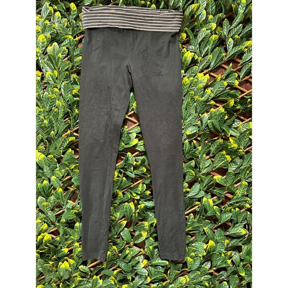 y2k Victoria's Secret Fold Over Top Black Leggings Size Small - Picture 1 of 9